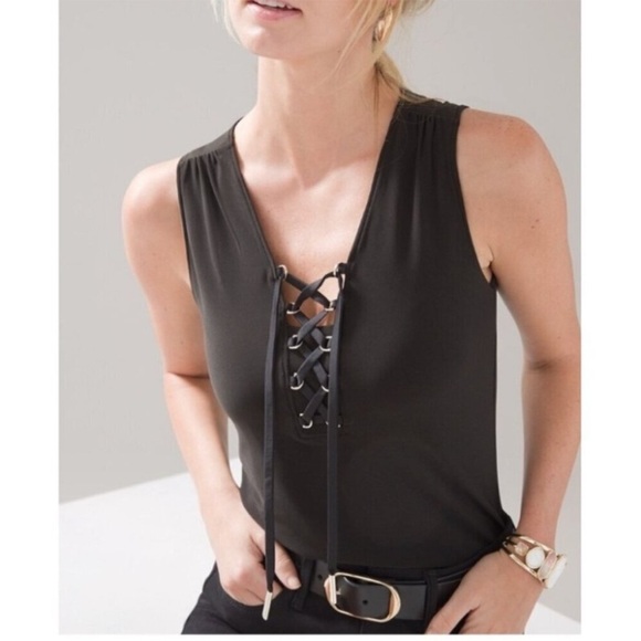 White House Black Market Tops - White House Black Market Miami Lace-Up Tank Top Large